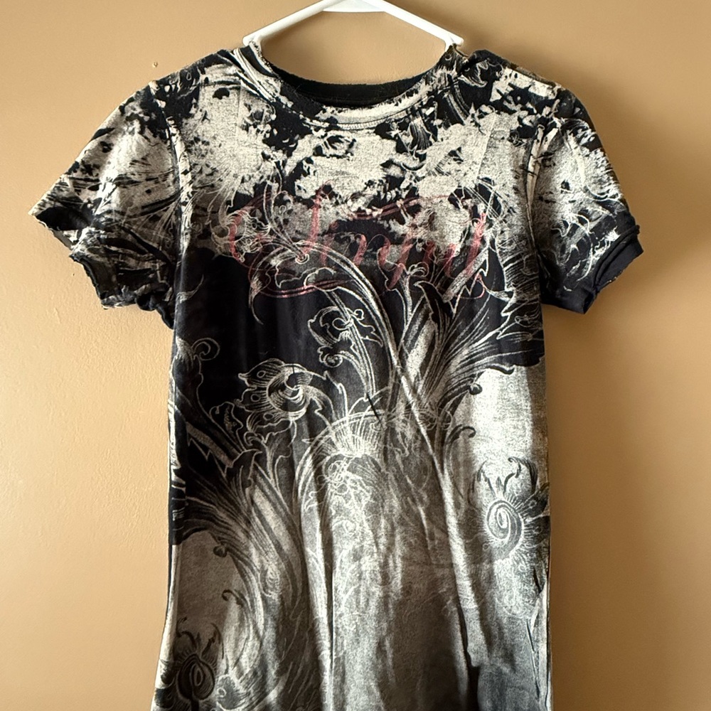 Sinful Black and White Graphic Fitted T-Shirt